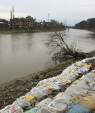 The flood waters of the river Jhelum breached embankments at various points in September 2014