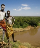 Members of the Karo ethnic group by the Omo River 