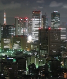Downtown Tokyo at night. Tokyo, unlike the rest of Japan, will not accept fake offsets.
