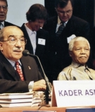Kader Asmal and Nelson Mandela at the launch of the WCD report
