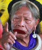 Kayapó Chief Raoni speaking with tribal leaders over the Belo Monte Dam