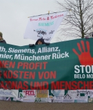 Protestors outside Siemens Annual Shareholders Meeting in Munich