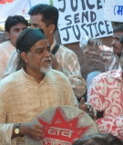 Narmada Bachao Andolan activists protest against the raising of the Sardar Sarovar Dam on the Narmada River.