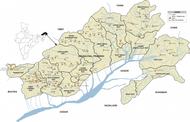 Map of Dams in Arunachal Pradesh 