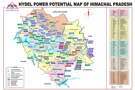 Hydel Power Potential Map of Himachal Pradesh