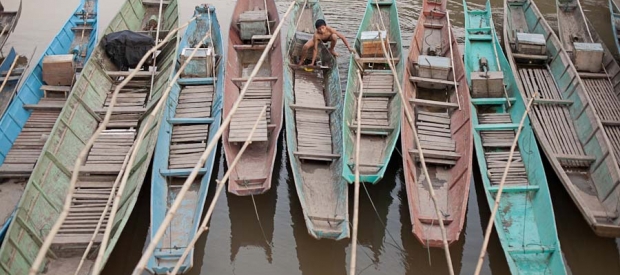 Boats along the Mekong River