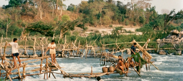 Catching fish in the Khone Falls area, Southern Lao.