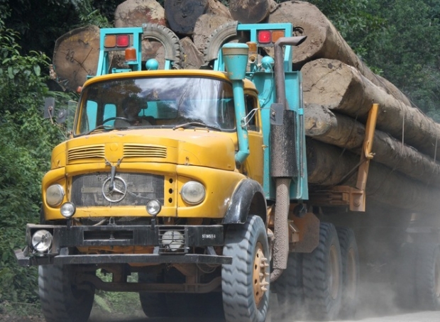 Logging truck in Malaysian Borneo.