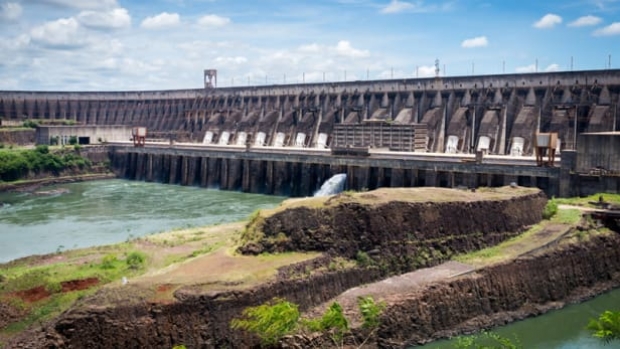 The Itaipu hydroelectric dam located between Brazil and Paraguay.