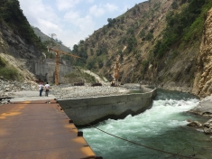 The river course is diverted, while infrastructure and machinery of Rangit-IV HEP has been abandoned in the original river bed