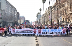ocial leaders, students and representatives from NGOs march against Alto Maipo on August 2