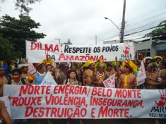 At the global march of the People’s Summit, signs and chants against Belo Monte were a central theme