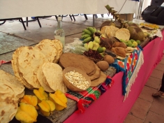 An offering of food at the opening of events in Temaca