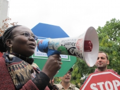 Delphine Djiraibe at the Power for People protest