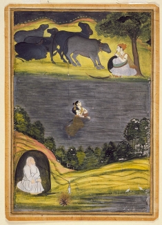 Traditional Miniature drawing Sohni Mahiwal, Circa 18th Century