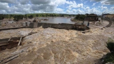 Dam burst on  Mundaú River, Rio Largo town, in the state of Alagoas