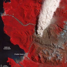 Satellite image of Chaitén Volcano, April 2008