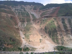 Landslides triggered by rain and seismic activity are a common sight along the Nu River