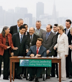 Governor Schwarzenegger signing AB 32 into law.