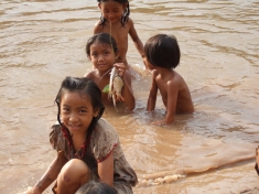 Girls Playing in the Hinboun River