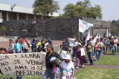 Protest against El Zapotillo Dam at University of Mexico, in Mexico DF, Feb. 2009