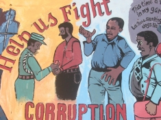 Mural in Uganda, where another big dam, Bujagali, suffered corruption charges