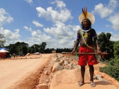 An indigenous man at the site of the Pimental coffer dam, occupied since June 21, 2012