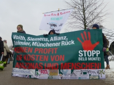 Protestors outside Siemens Annual Shareholders Meeting in Munich