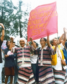 Ibaloi women dancing at a protest march against the construction of San Roque dam.