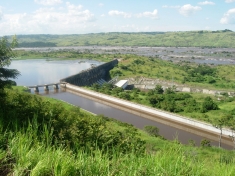 An aerial view of the existing semi-functional Inga Dam on the Congo River in the DRC. July 22, 2009