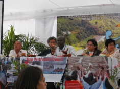 Rodolfo (far left) speaking with activists from Mexico, Uganda, Colombia and the Philippines during Rivers for Life 3.