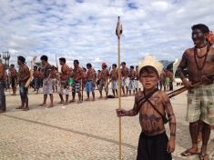 Munduruku child at demonstration in front of Presidential Palace