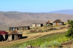 A typical Lesotho Highlands village.  
