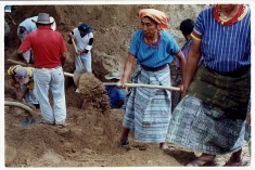 In Xococ community members exhume the bodies of those who were killed in the violent massacres throughout the 80's and 90's