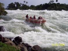 Tourists at Bujagali Falls.