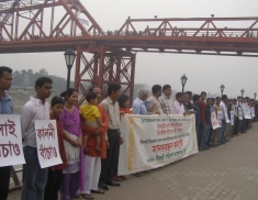 2008 Day of Action For Rivers, In Bangladesh activists created a human chain along the Surma River