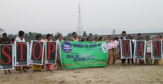 The Peoples Movement for Subansiri Brahmaputra Valley in India protesting at the Subansiri River, Day of Action 2010