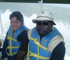 Caterina (CRBM) and Joshua (FoLT) crossing Lake Turkana