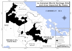 Map of possible impacts of dams to La Amistad