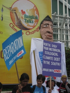At the 2009 Bangkok climate talks, Jubilee South put forth a strong message about climate debt, which greatly outweighs that international finance institutions say is owed by poor countries.