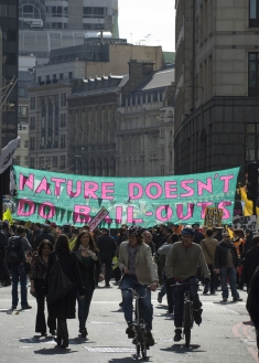 A “swoop” of activists outside the European Climate Exchange, October 2009.