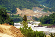 Construction work underway at the Xayaburi dam site in northern Laos
