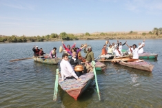 Nile Project musicians make music on the Nile near Aswan.