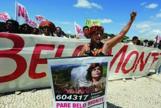 Sheila Juruna, who would be affected by Belo Monte Dam, led a protest in Brasilia last month.