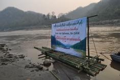Bamboo banner "Save the Salween, No Dam"