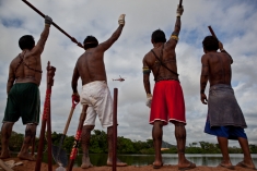Indigenous activists occupying Belo Monte in 2012
