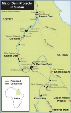 Major dam projects in Sudan.